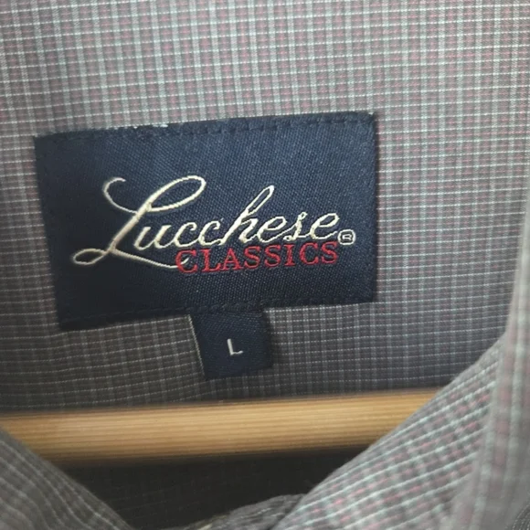 LUCCHESE Classics pearl snap Large Sawtooth Pockets Gray Check Rodeo - Picture 2 of 8